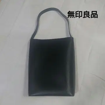 미사용 무인양품 블랙 가죽 토트백 숄더 여성용