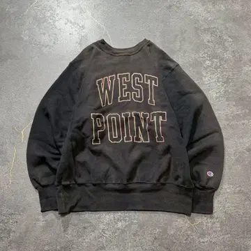 WEST POINT 90s 자수 택 챔피온 리버스 위브 페이드 블랙 L