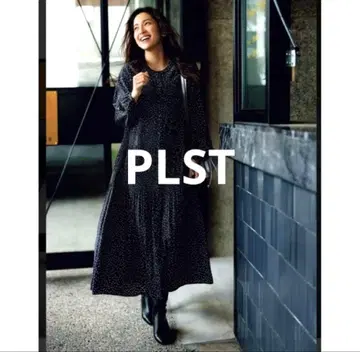 [ PLST ] PLST 도트 마조리카 플리츠 원피스 블랙 A라인