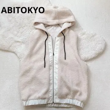 새상품급 N70 ABITOKYO 보아 베스트 후드 풀 집업 방한 레이어드