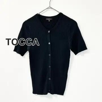 TOCCA 토카 실크 100% 반팔 가디건 블랙 숏 기장