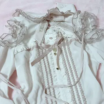 LIZLISA 롱 리본 프릴 블라우스 리즈리사 핑크