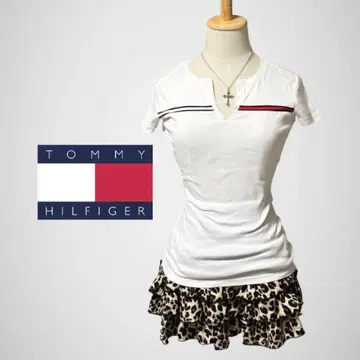 TOMMY HILFIGER T셔츠 반팔 V넥 로고 Y2K 헤이세이 갸루