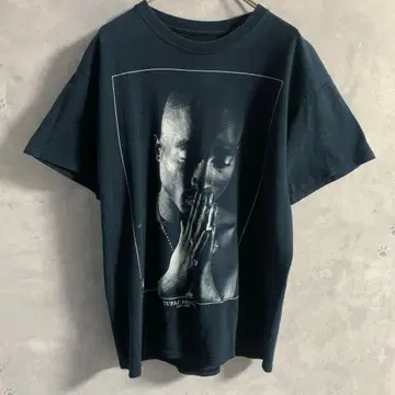 2PAC 추모 티 대형 프린트 티셔츠 반팔 블랙 티셔츠