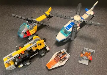레고 LEGO 헬리콥터 경찰 소방 공항 소형 보트 고소 작업차 세트