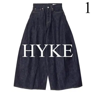 1 HYKE 25AW 슈퍼 와이드 배럴 레그 데님 팬츠 다크 네이비