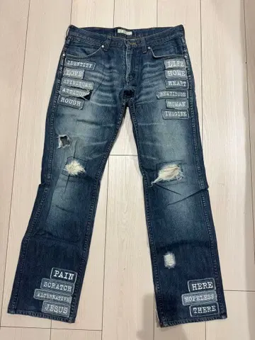 넘버나인 데님 팬츠 02SS 모던 에이지기 패치 데미지 가공