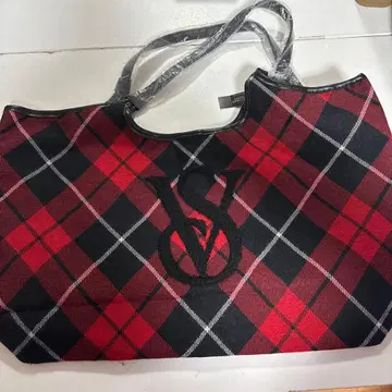 victoria's secret 체크 무늬 토트백 V와 S 자수