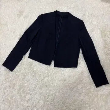 띠어리 마 혼방 노카라 자켓 짧은 기장 2 M 네이비 일본제