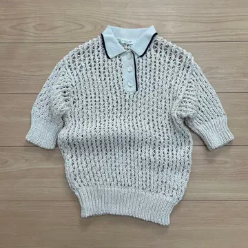 [ 새상품급 ] MACPHEE 반팔 폴로 니트 썸머 니트 메쉬 아이보리