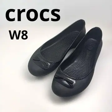 새상품급 crocs 크록스 리본 플랫슈즈 블랙 W8
