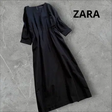 새상품급! ZARA 코튼 린넨 허리 턱 원피스 BLACK