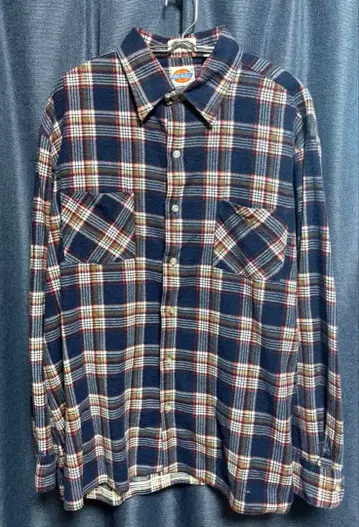 [좋은 배색] Dickies 체크 무늬 플란넬 셔츠 XL 누더기