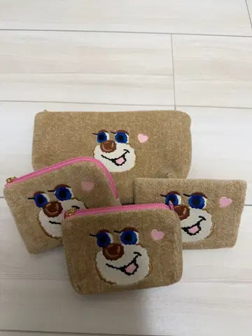 러브러리 페이러 도업 테디 파우치, 티슈 커버 세트 4개