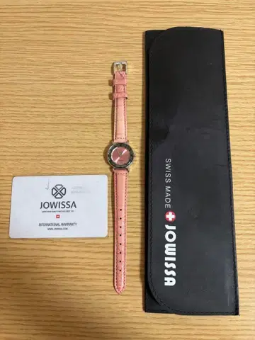 [ 새상품급 ] JOWISSA 스위스산 핑크 가죽 손목시계