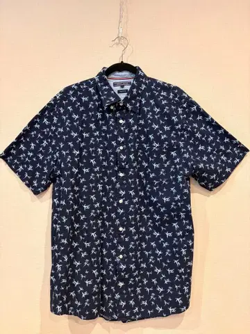 Tommy Hilfiger 네이비 버드 프린트 반팔 셔츠