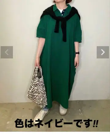 hughug her. 네이비 반팔 폴로 셔츠 스타일 롱 원피스