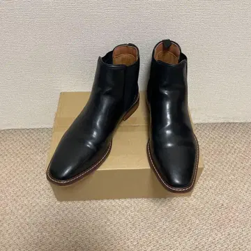 블랙 가죽 사이드 고어 부츠