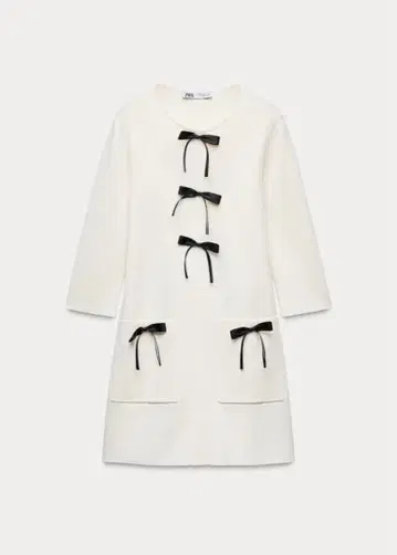 한정 가격 [ ZARA ] 자라 리본 아이보리 긴팔 원피스