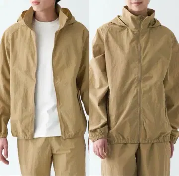 새상품급 무인양품 MUJI 발수 나일론 윈드 브레이커 베이지 XL