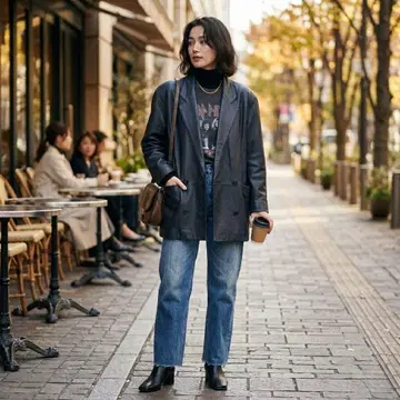 G3071*레그나 가죽 자켓 천연 가죽 더블 그레이 M 일본제 구제 의류