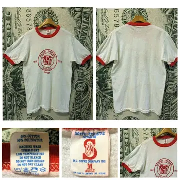VINTAGE 80s M.J.SOFFE KSA 링거 T셔츠 USA제