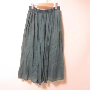 nest Robe 블루 롱 린넨 플레어 스커트 M103