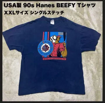 USA제 90s Hanes BEEFY 반팔 T셔츠 싱글 스티치 XXL
