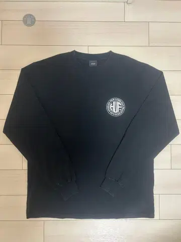 HUF 블랙 로고 백 프린트 롱 T셔츠