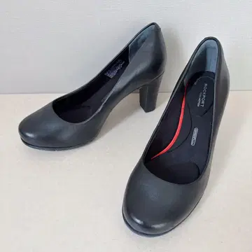ROCKPORT 펌프스 천연 가죽 와이드 힐 라운드토 블랙 22cm