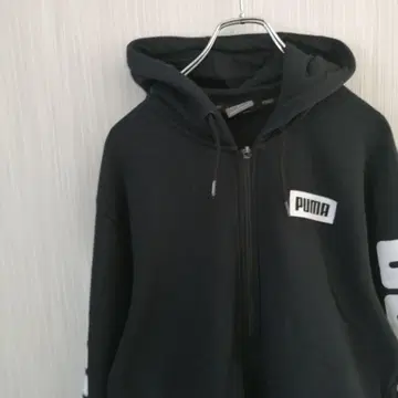 PUMA 푸마 후드티 풀 집업 로고 네이비