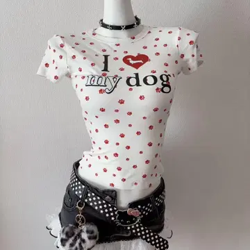 I love my dog 반팔 T셔츠 y2k 00s 헤이세이 갸루 빈티지
