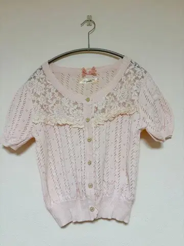 리즈리사 리즈메로 마이멜로디 반팔 가디건 콜라보 핑크 시마무라