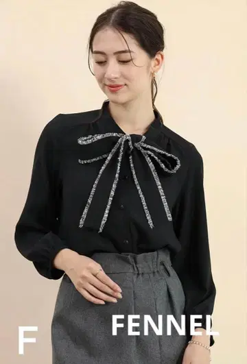 가격 인하 FENNEL 페넬 프린지 리본 블라우스