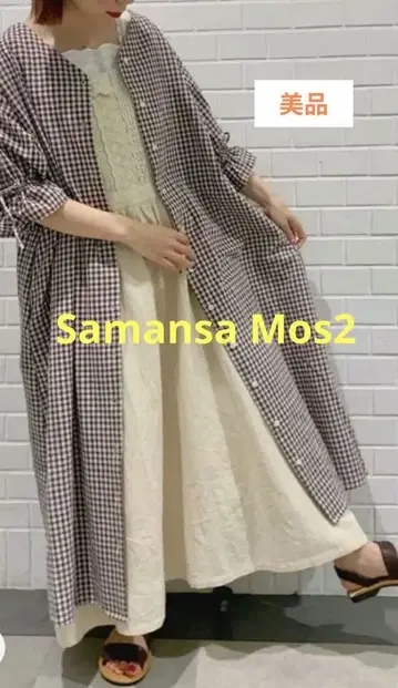 Samansa Mos2 깅엄 캔디 슬리브 원피스