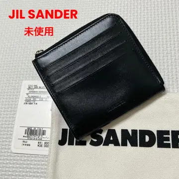 미사용 JIL SANDER 가죽 접이식 지갑 미니 지갑 블랙 택 포함