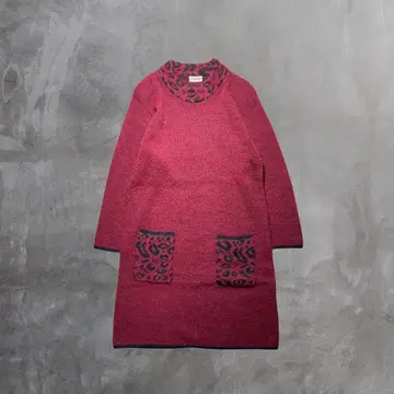 니트 원피스 레오파드 무늬 일본제 레트로 vintage 아카이브