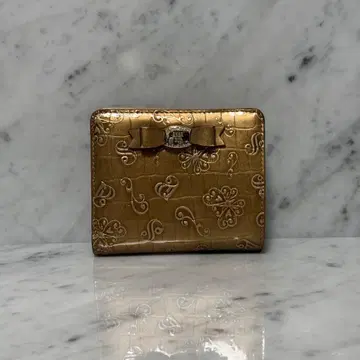 ANNA SUI 안나수이 골드 접이식 지갑 반짝반짝 리본 나비