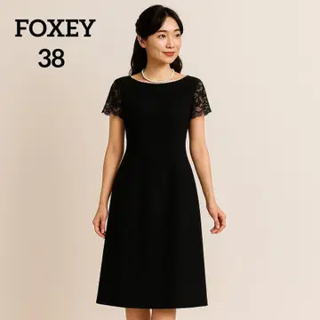 미사용 FOXEY 원피스 레이스 소매 결혼식 입학식 졸업식