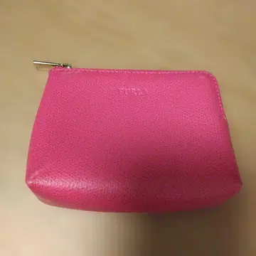 FURLA 핑크 가죽 파우치 골드 금장 장식 미니 파우치 화장품 파우치