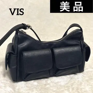 [새상품급] VIS 멀티 포켓 숄더백 블랙 미니백 다수납 여성용
