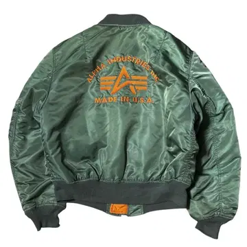 ALPHA 90s USA제 백 로고 MA-1 세이지 그린 L 사이즈