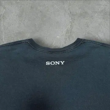 SONY 프로모션 t셔츠 페이드 블랙 짧은 기장 L 기업 로고 기업