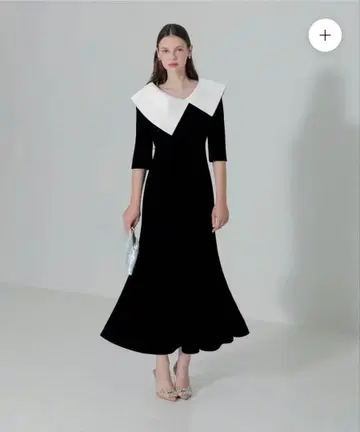 비대칭 빅 칼라 벨로아 머메이드 원피스 드레스 LEJA 결혼식