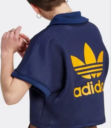 택 미사용 adidas 클래식 오버 사이즈 크롭 폴로 T셔츠