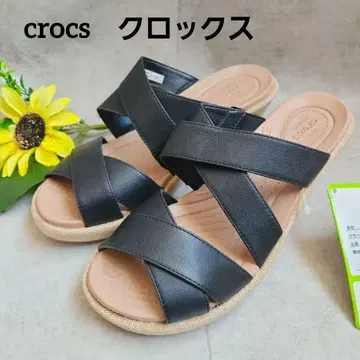 택 포함 새상품 crocs 스트랩 샌들 (23) 컴포트 웨지솔 완판