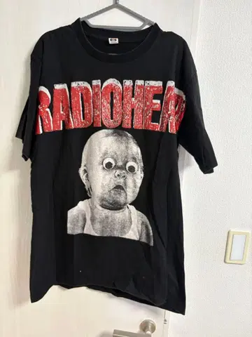 빈티지 radiohead 올 패턴 밴드 t셔츠