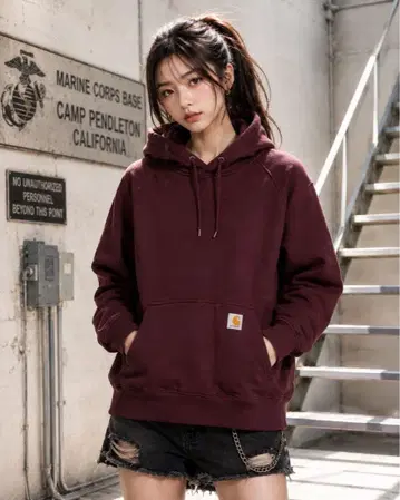 00s 칼하트 보르도 후드 맨투맨 M 멕시코