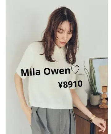 Mila Owen 폴로 카라 크롭 기장 모헤어 니트탑 반팔