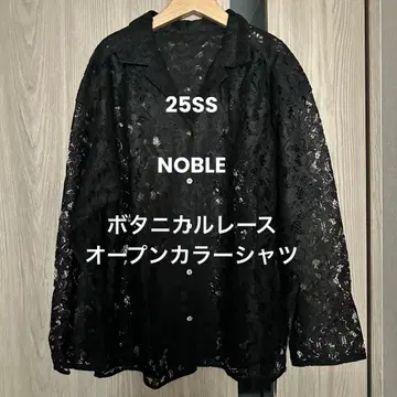 새상품 NOBLE 노블 보태니컬 레이스 오픈 카라 셔츠